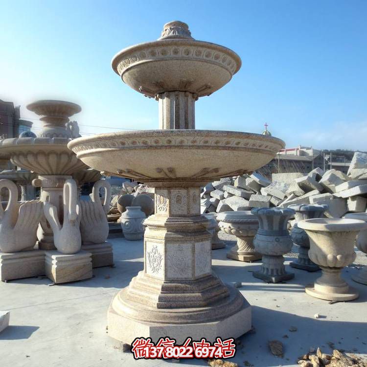 歐式黃銹石噴泉流水轉(zhuǎn)動球，點(diǎn)綴酒店會所景觀