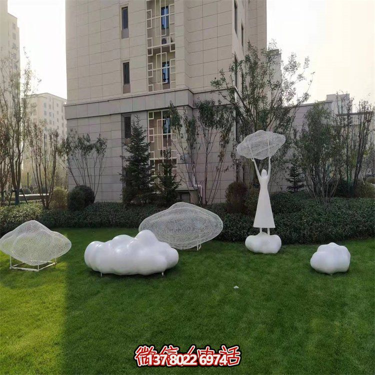 不銹鋼創(chuàng)意鏤空戶外園林祥云雕塑——美景美事，祈愿福氣