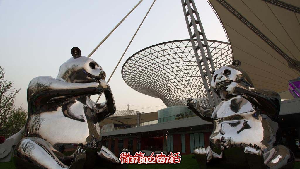 不銹鋼卡通熊貓雕塑,為動物園擺放鏡面裝飾 不銹鋼卡通熊貓雕塑,為動物園擺放鏡面裝飾