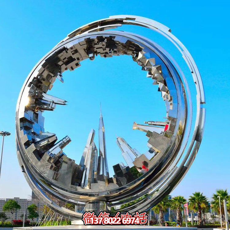不銹鋼抽象齒輪雕塑，點綴園林景觀
