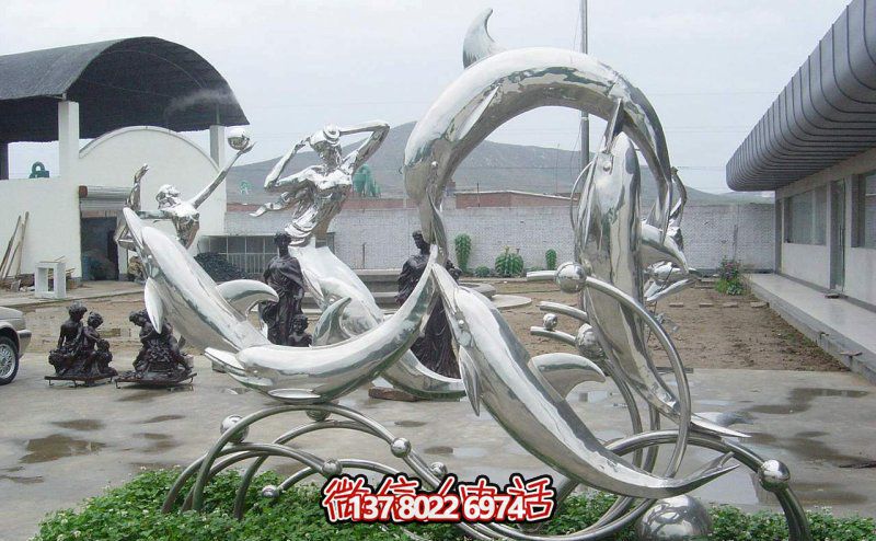 一群活躍海豚，為游樂園帶來更多樂趣——不銹鋼海豚雕塑