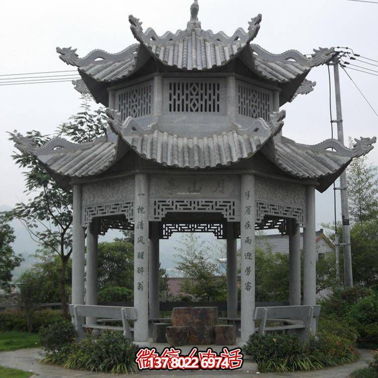 仿古青石涼亭，美觀大方，雕塑精美