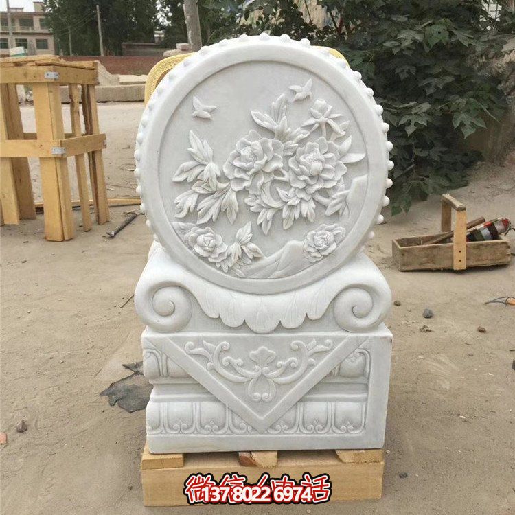 經(jīng)典石雕藝術(shù)，漢白玉石雕大理石門口門墩鎮(zhèn)宅鼓抱雕塑戶外裝飾