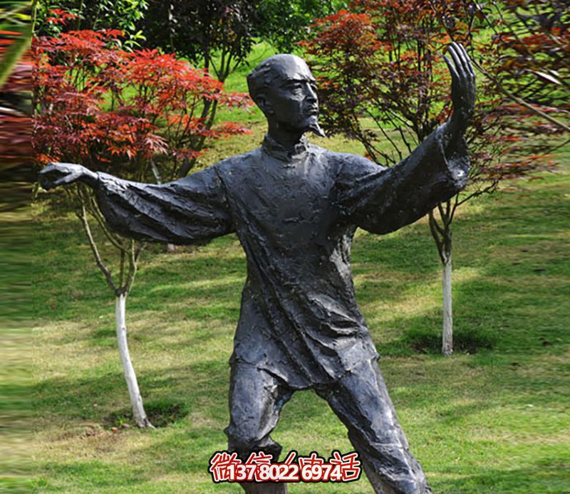 公園太極銅雕裝飾，增添運(yùn)動人物氣息