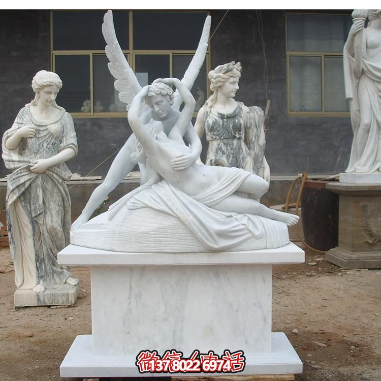 西方天使?jié)h白玉雕塑，美化景區(qū)廣場