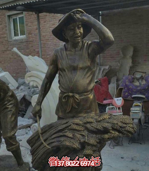 仿銅玻璃鋼農耕人物雕塑 仿銅玻璃鋼農耕人物雕塑