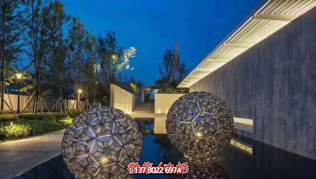 酒店溫泉不銹鋼照明鏤空球雕塑 酒店溫泉不銹鋼照明鏤空球雕塑