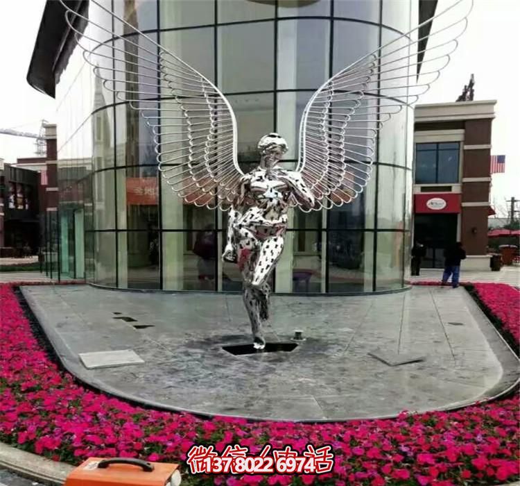 城市廣場擺放鏤空不銹鋼天使雕塑 城市廣場擺放鏤空不銹鋼天使雕塑