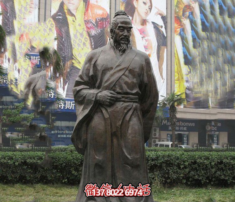 商場商業(yè)街鑄造古代名人李時珍銅雕塑 商場商業(yè)街鑄造古代名人李時珍銅雕塑