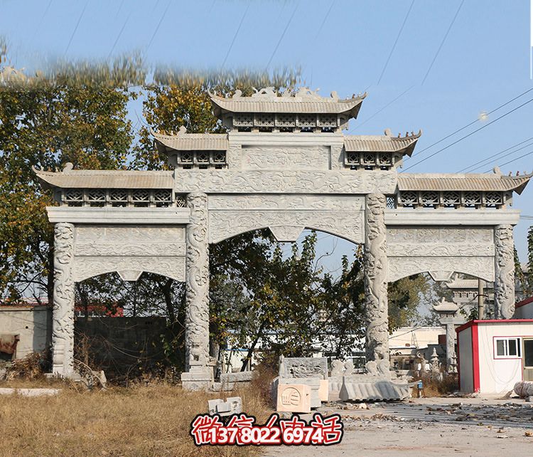 村鎮(zhèn)門口青石龍紋浮雕樓門牌坊雕塑 村鎮(zhèn)門口青石龍紋浮雕樓門牌坊雕塑
