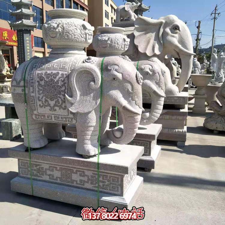 庭院飯店門口大型招財(cái)大象雕塑