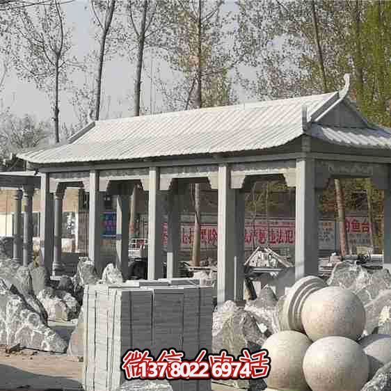 涼亭雕塑-寺院戶外擺放仿古建長廊青石涼亭 涼亭雕塑-寺院戶外擺放仿古建長廊青石涼亭