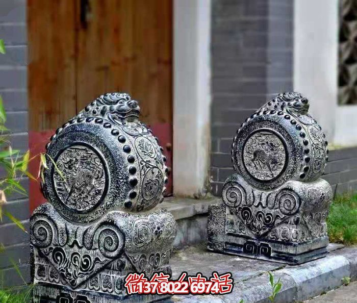古宅門口仿古做舊抱鼓石鎮(zhèn)宅石門墩