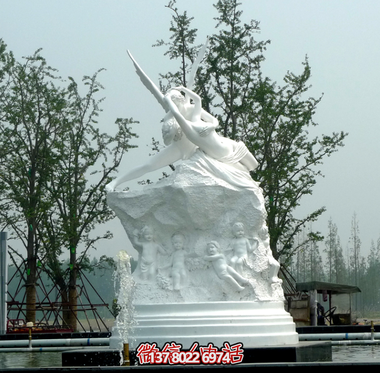 漢白玉大理石噴泉西方人物創(chuàng)意景觀