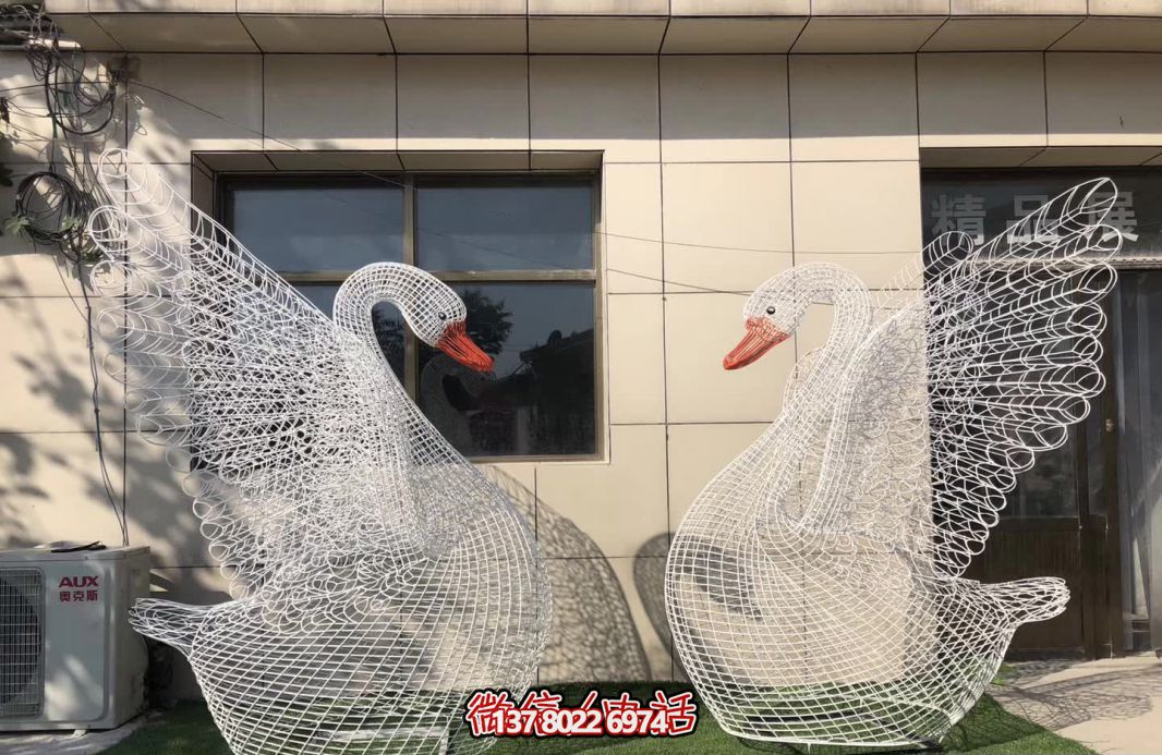 戶外公園別墅照明抽象鏤空鐵藝不銹鋼天鵝雕塑 戶外公園別墅照明抽象鏤空鐵藝不銹鋼天鵝雕塑