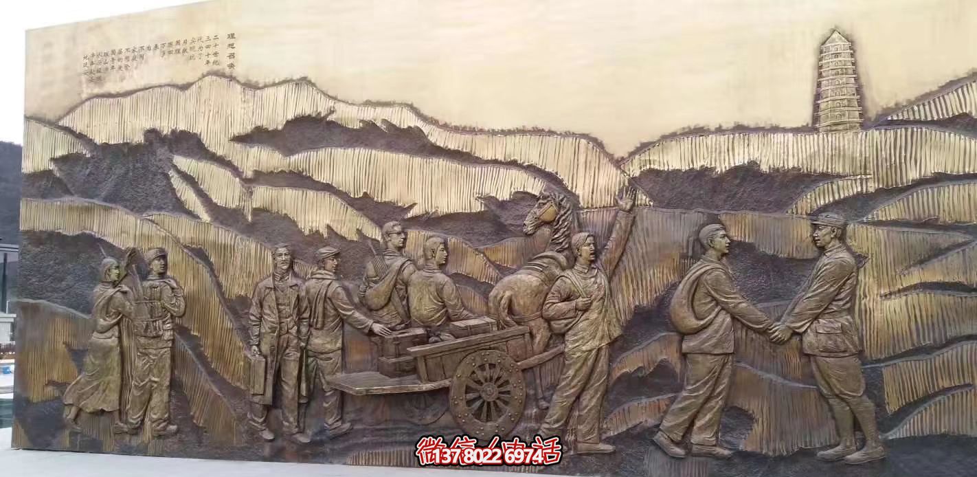 廣場墻壁創意抽象銅鑄八路軍雕塑 廣場墻壁創意抽象銅鑄八路軍雕塑