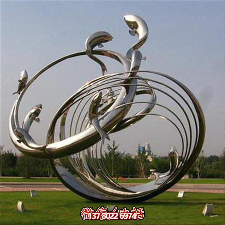 戶外廣場(chǎng)不銹鋼抽象園林景觀圓環(huán)擺件