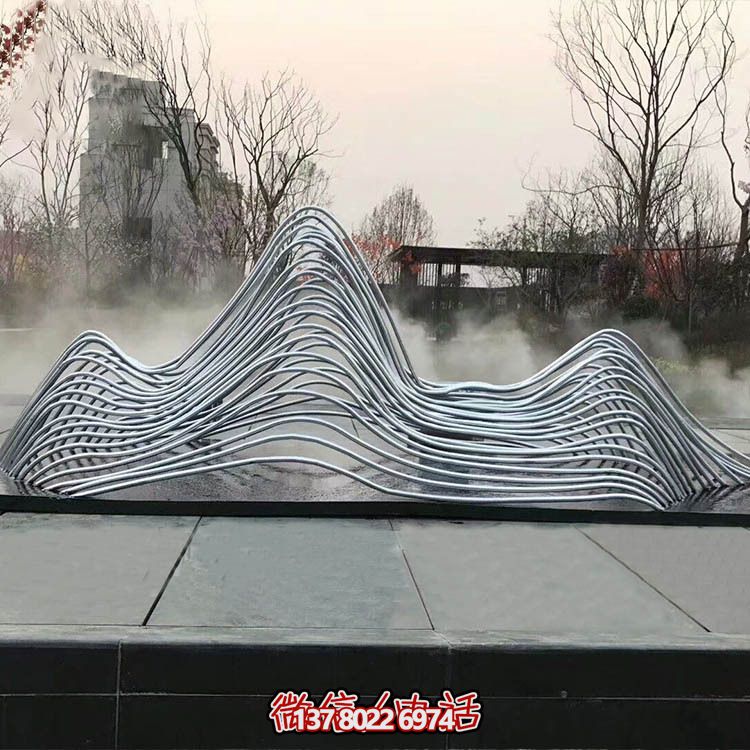 廣場(chǎng)水景不銹鋼鏤空雕塑假山
