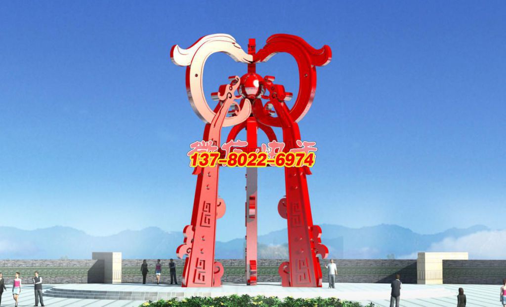 雙龍拱瑞 盛世華章—大型不銹鋼主題雕塑